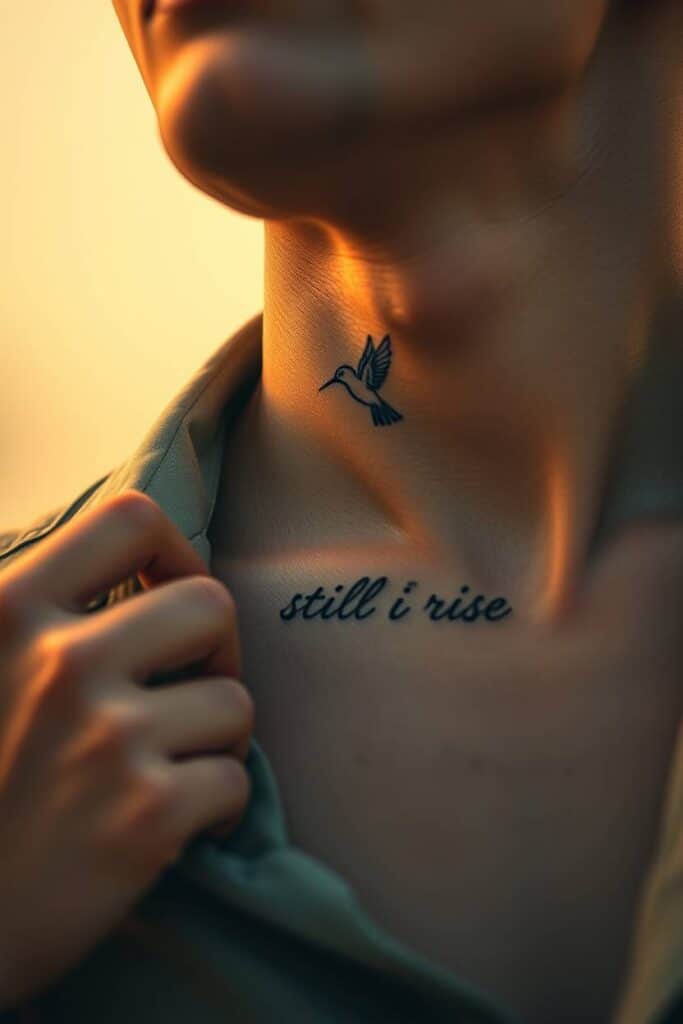 Hummingbird with Quote or Script Tattoo