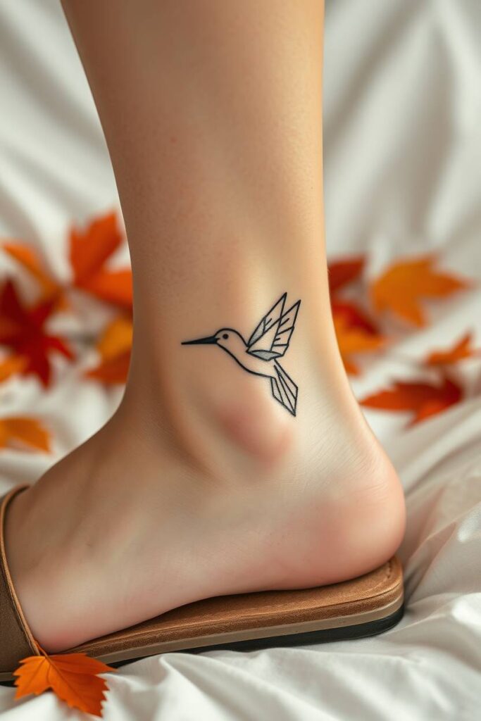 Origami-Style Hummingbird Tattoo