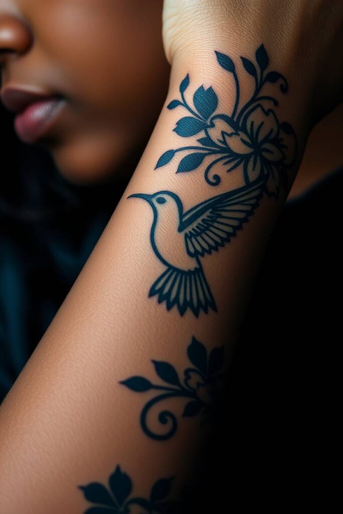 Negative Space Hummingbird Tattoo