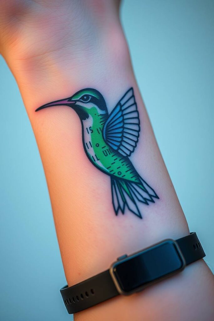 Binary Hummingbird Tattoo