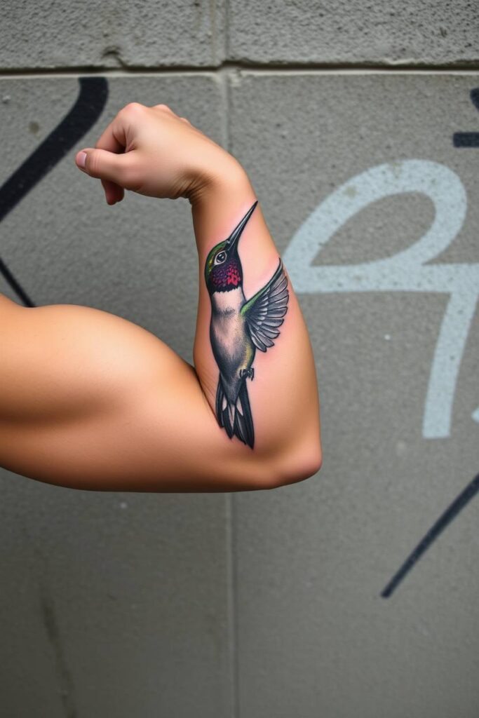 Split-Reality Hummingbird Tattoo
