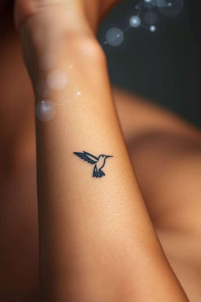 Geometric Hummingbird Tattoo