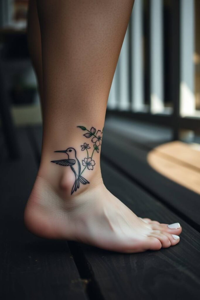 Floral Hummingbird Tattoo