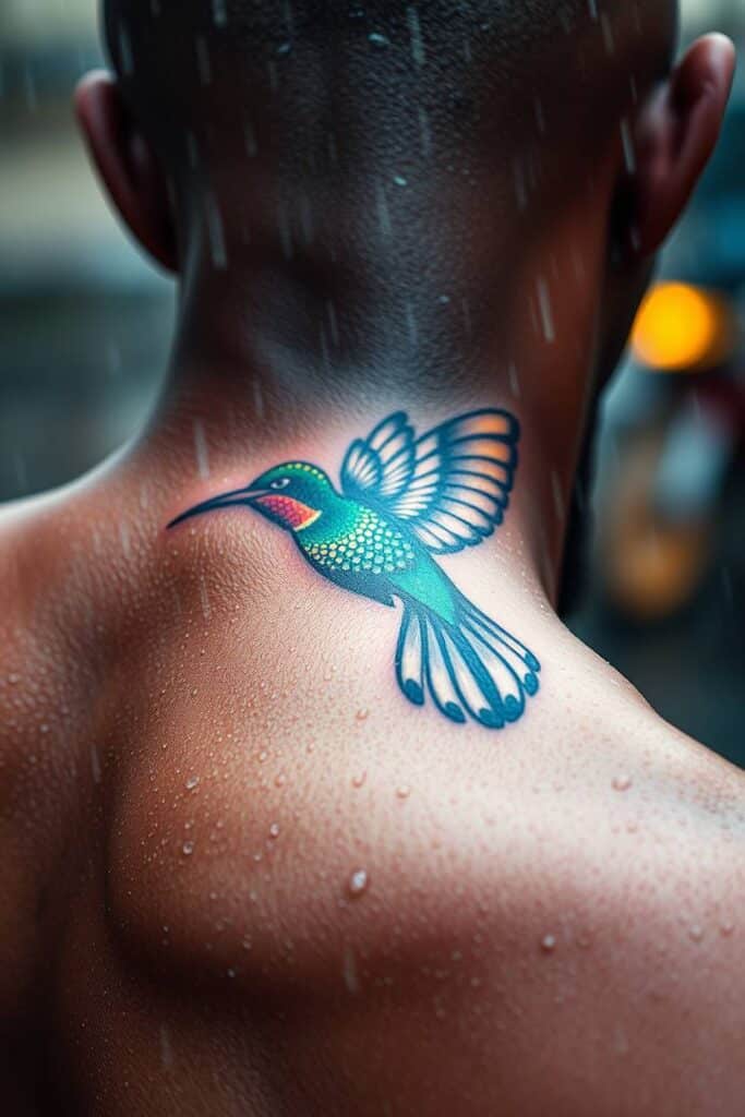 Dotwork Hummingbird Tattoo