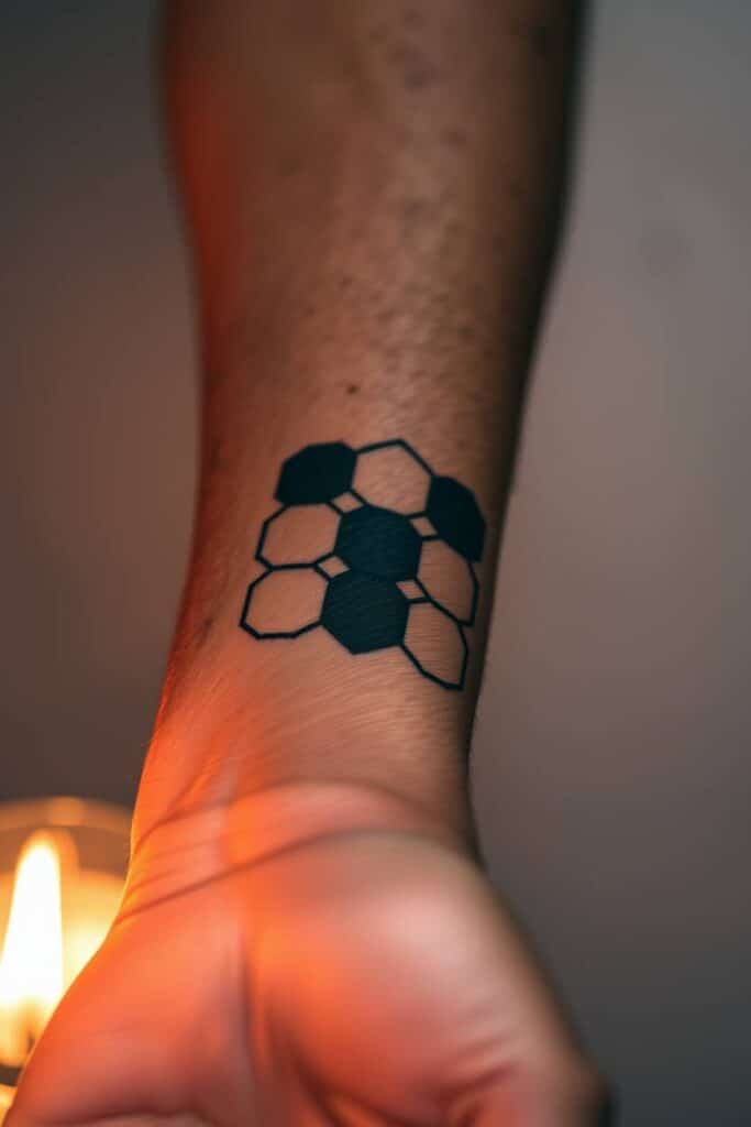 1. Geometric Negative Space Blackout Tattoo