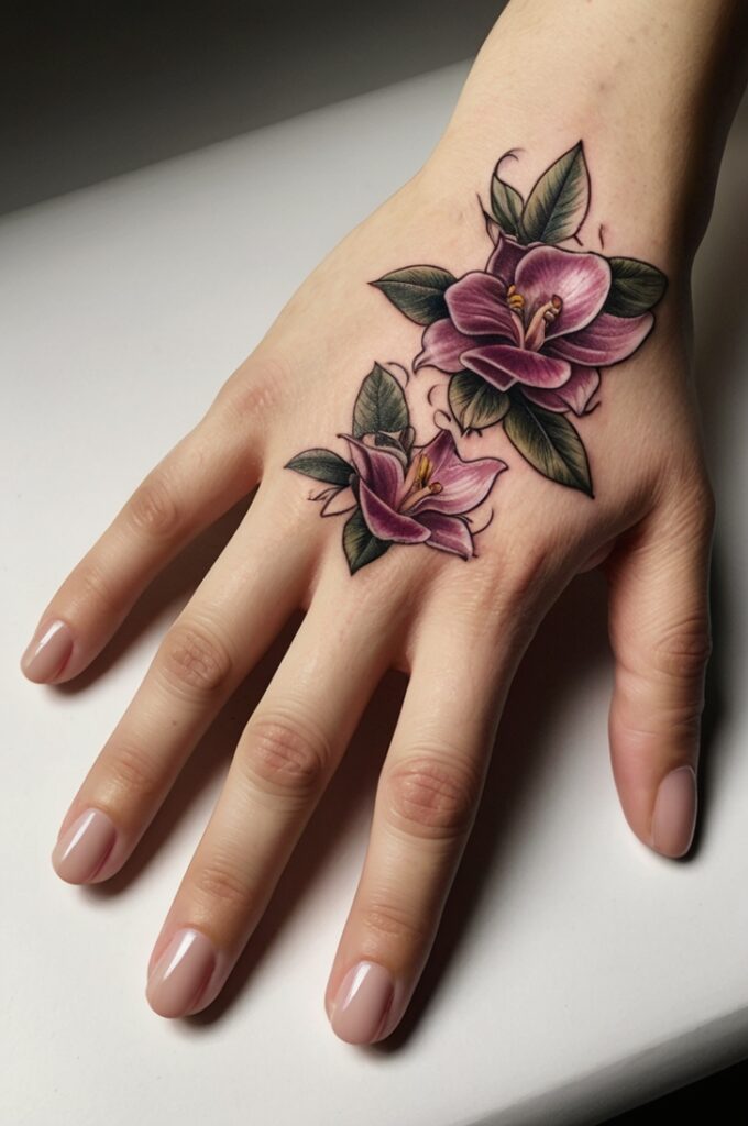14. Orchid Hand Tattoo