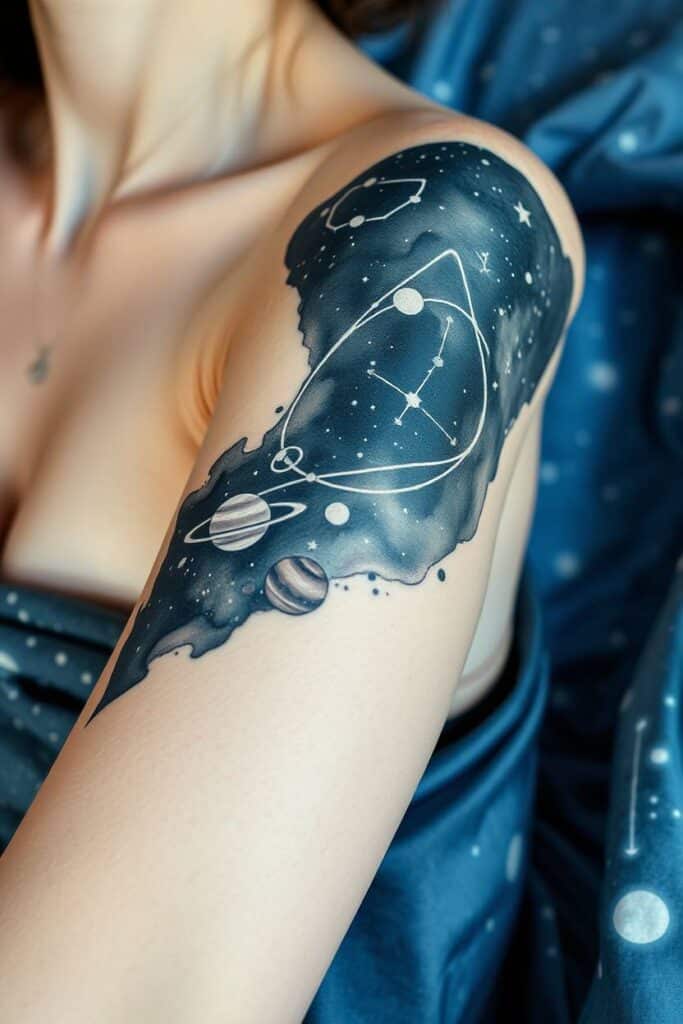 2. Celestial Blackout Tattoo Sleeves