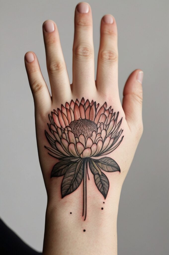 23. Protea Hand Tattoo