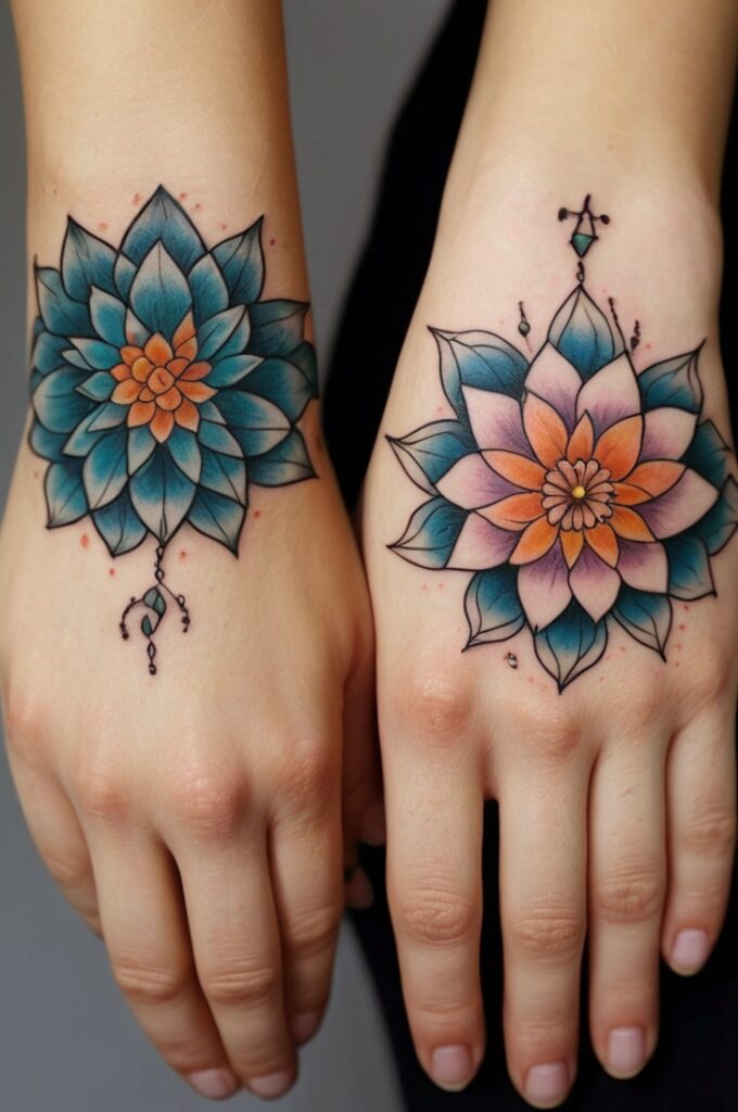 5. Lotus Flower Hand Tattoo