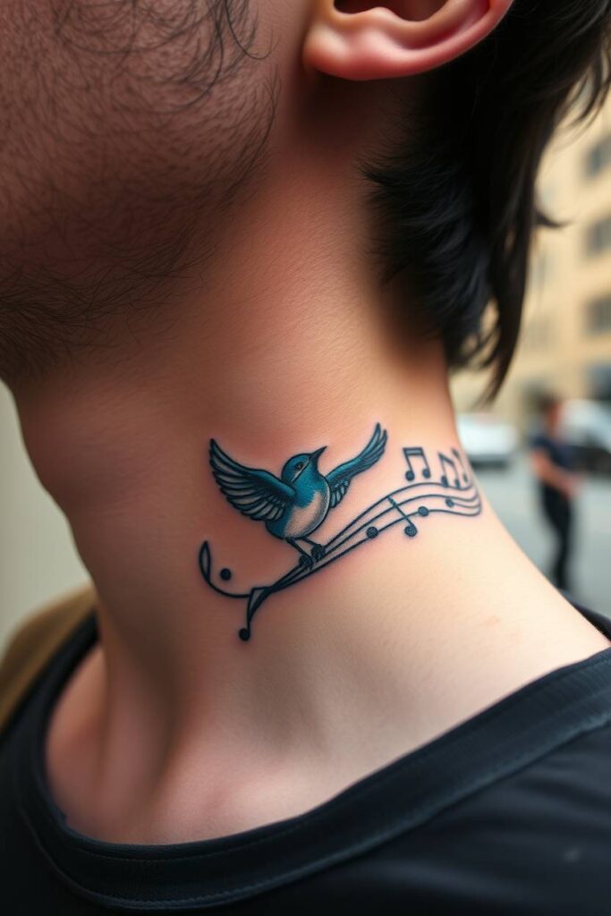 Blue Bird with Musical Notes