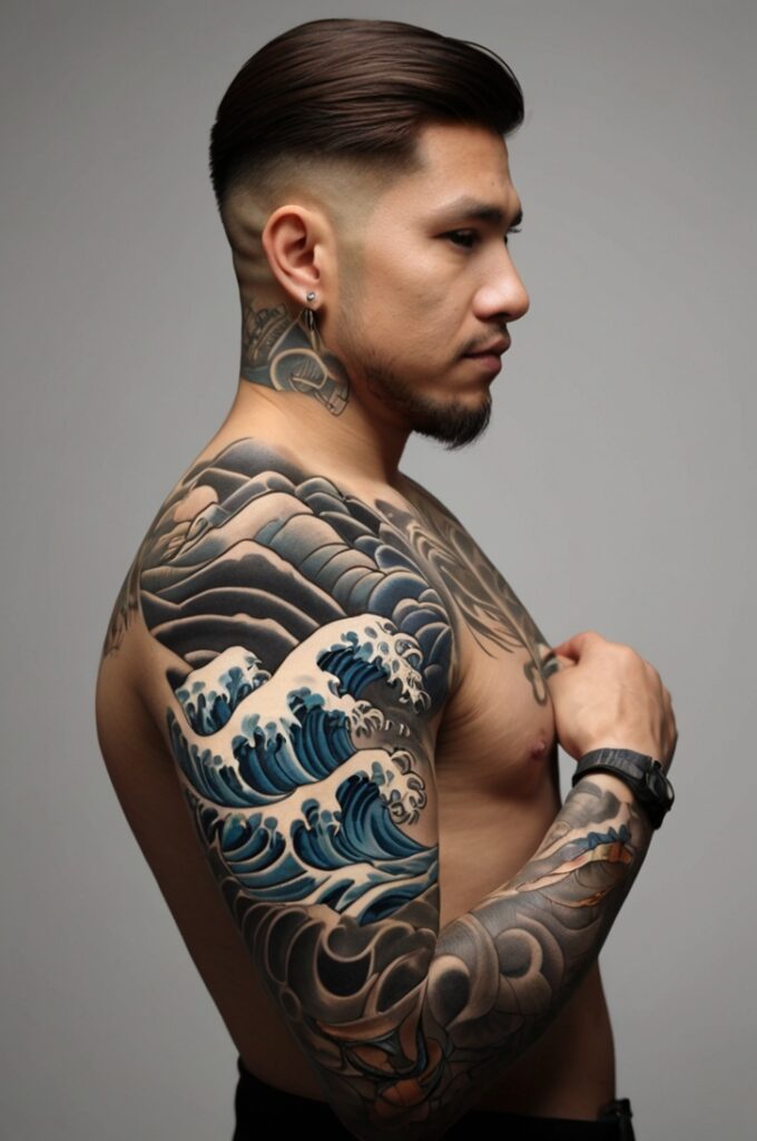 2. Neo-Traditional Japanese Waves